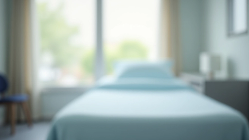 Modernes Krankenzimmer mit Einzelbett, großem Fenster und modernem Mobiliar in Privatraumausstattung